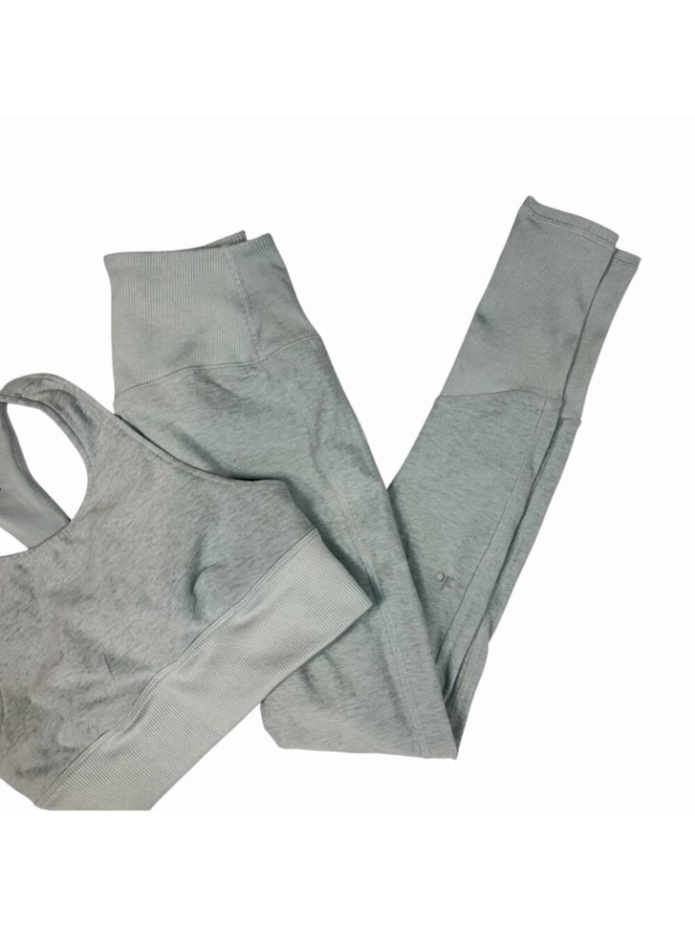 ALO Yoga Alosoft Matching Set XS Serenity Sports Bra + Lounge Leggings Heathered - Picture 4 of 16